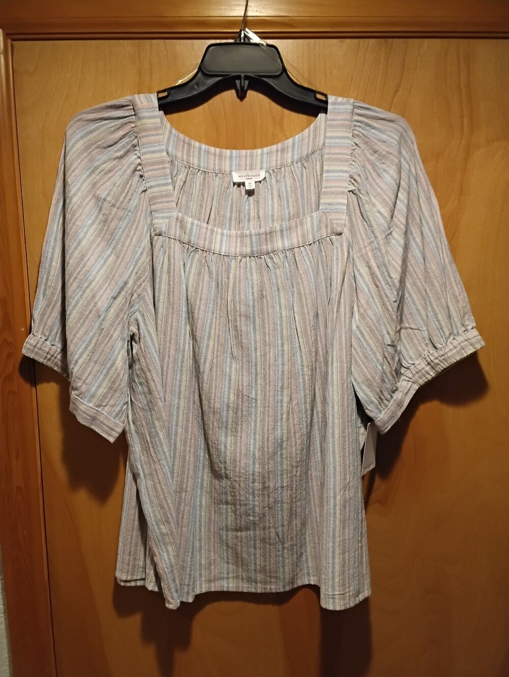 NWT 1X, 2X Or 3X Pastel Multi-Colored Stiped Cotton Top Firm Price